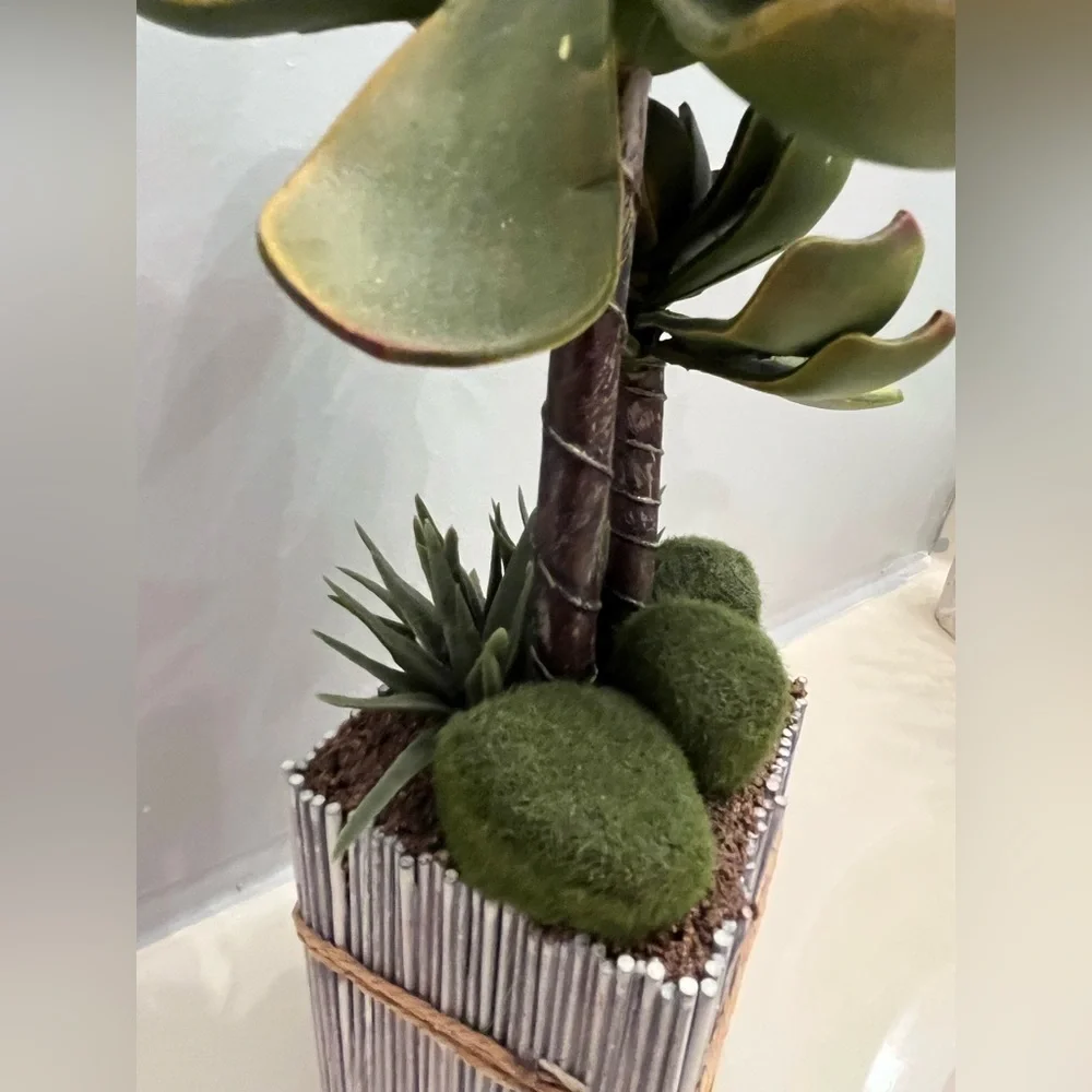 Artificial Green Faux Florals Succulent Planter Decor Arrangement